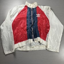 Vintage Adidas Jacket Mens Large Red White Blue Nylon Colorblock Windbreaker 80s