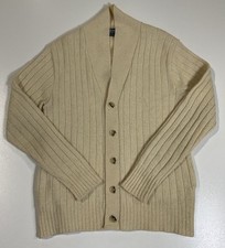 Vintage Robert Bruce Cream Cardigan Sweater Sz M Made In USA Grandpa Grunge 80s