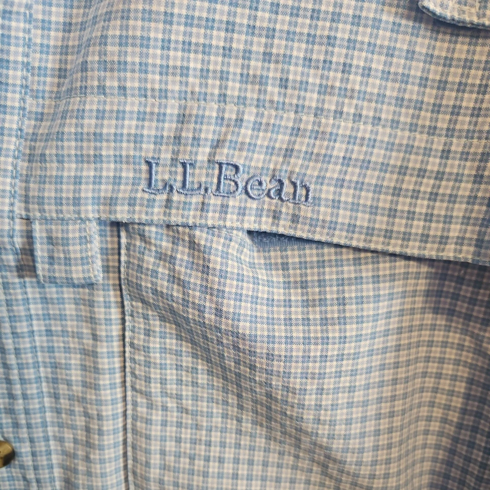 LL Bean Mens sz L Blue Vented Nylon Polyester Shirt Outdoor Hiking Buzz Off - Image 2 of 4