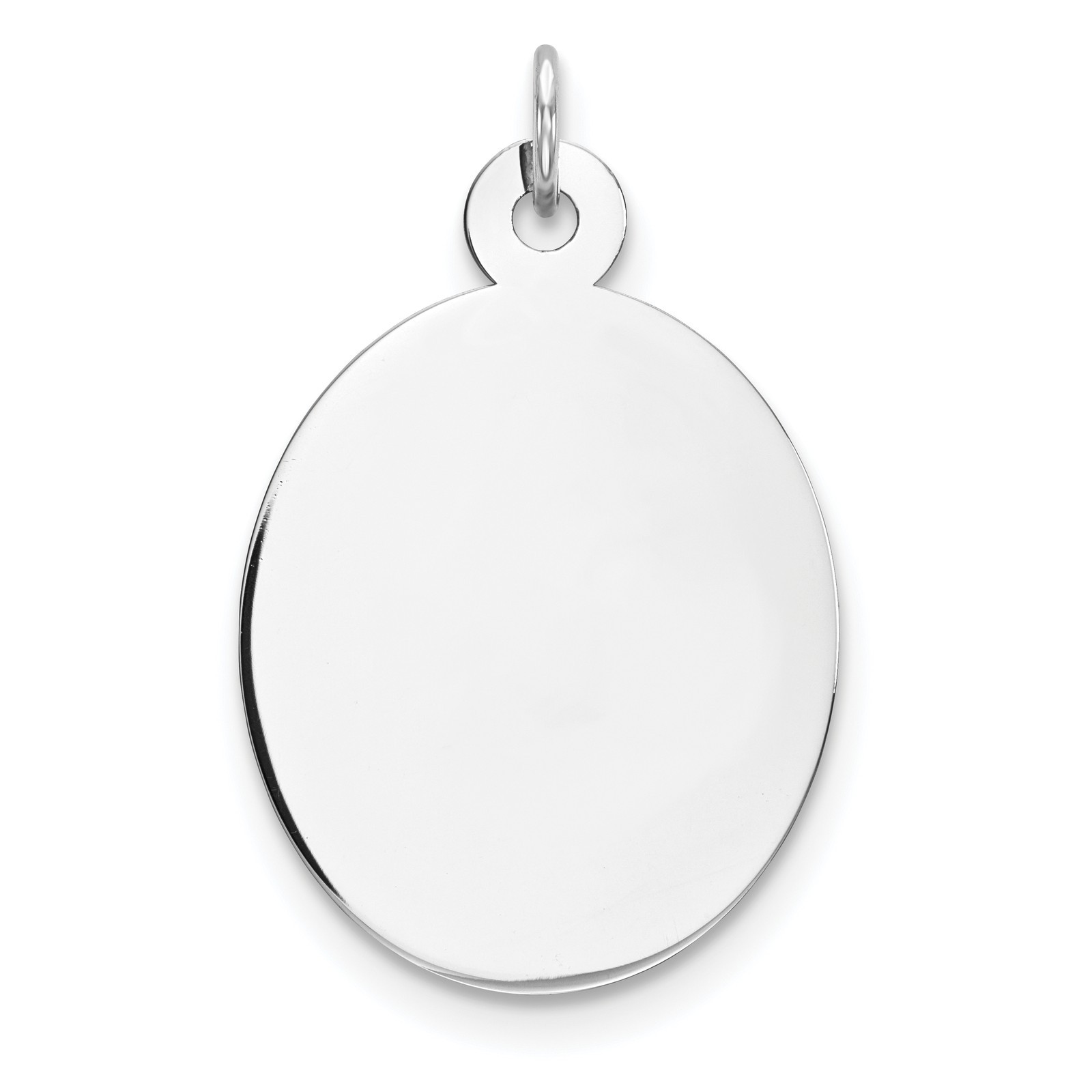 Solid 925 Sterling Silver Eng. Oval Disc Charm Pendant Rhodium-Plated ...