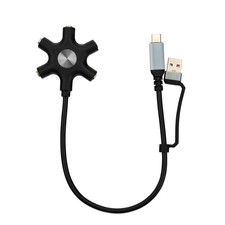 USB A/C to Headphone Splitter 5-Jack 3.5 mm Audio Headphone Splitter Stereo