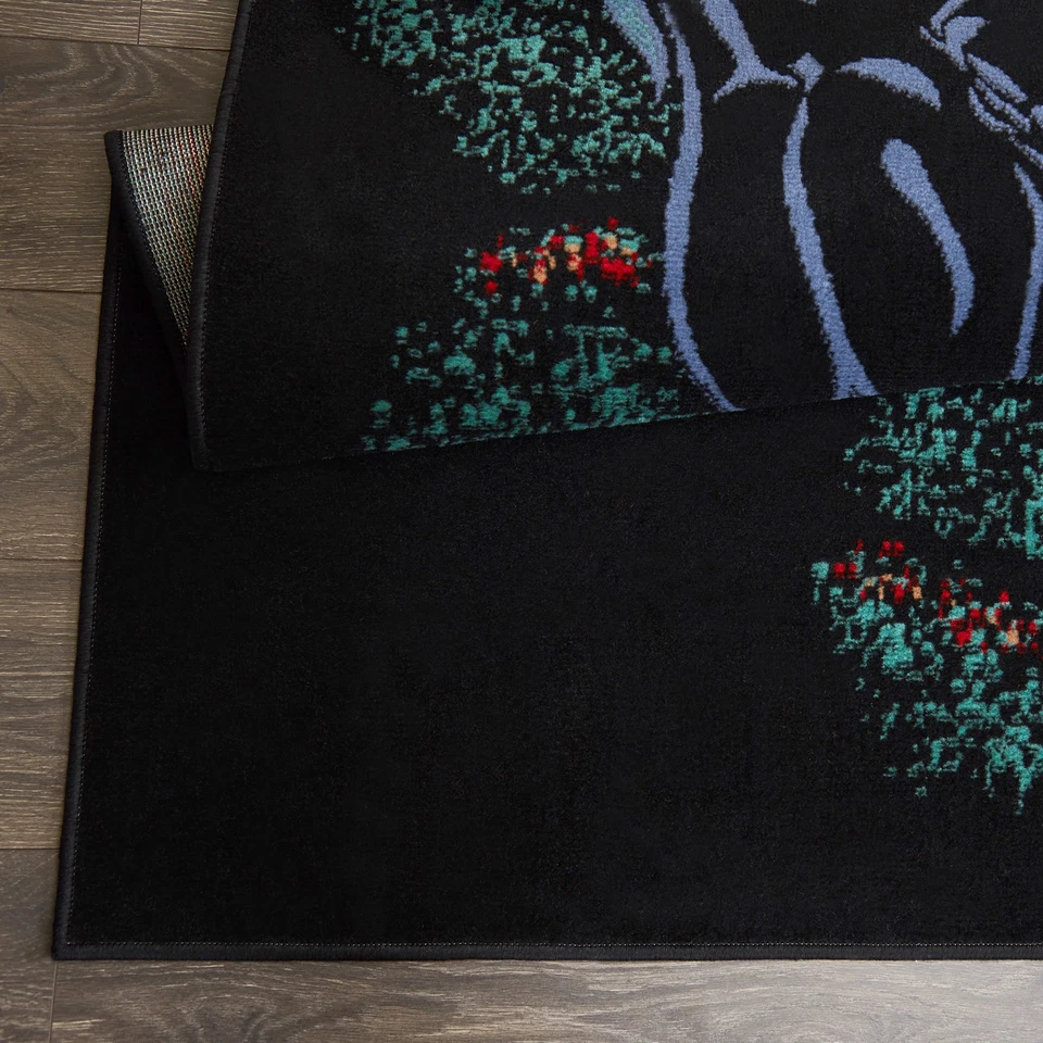 Alfombra de área de jaguar tatuaje tribal pantera negra alfombra moderna de animales africanos Foto 4 de 4