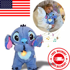 Kawaii Stitch Sleep Plush Toy - Calm Music, Lights  Breathing Effect Kids Gift