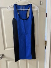 Guess Sleeveless Racer Back Blue Black Body Con Mini Dress Sz S