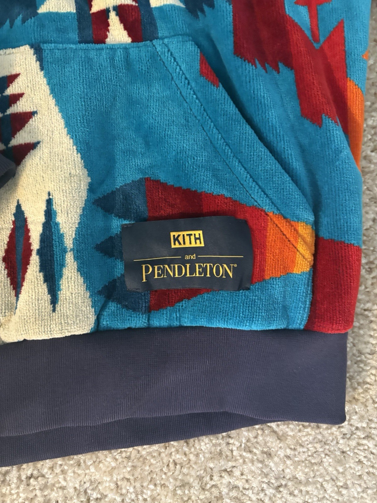 KITH x Pendleton Geometric Aztec Pattern Blue Pul… - image 1