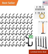 Pegboard Hooks Kit Pegboard J Hook Assortment 100PK Black Peg Hooks