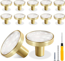 10 Pack Gold Knobs for Dresser Drawers, Brass Dresser Knobs Round Cabinet Knobs