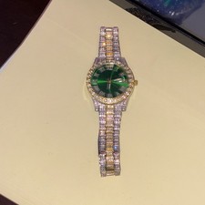 Green Dial Quartz Wristwatch Roman Numerals G...