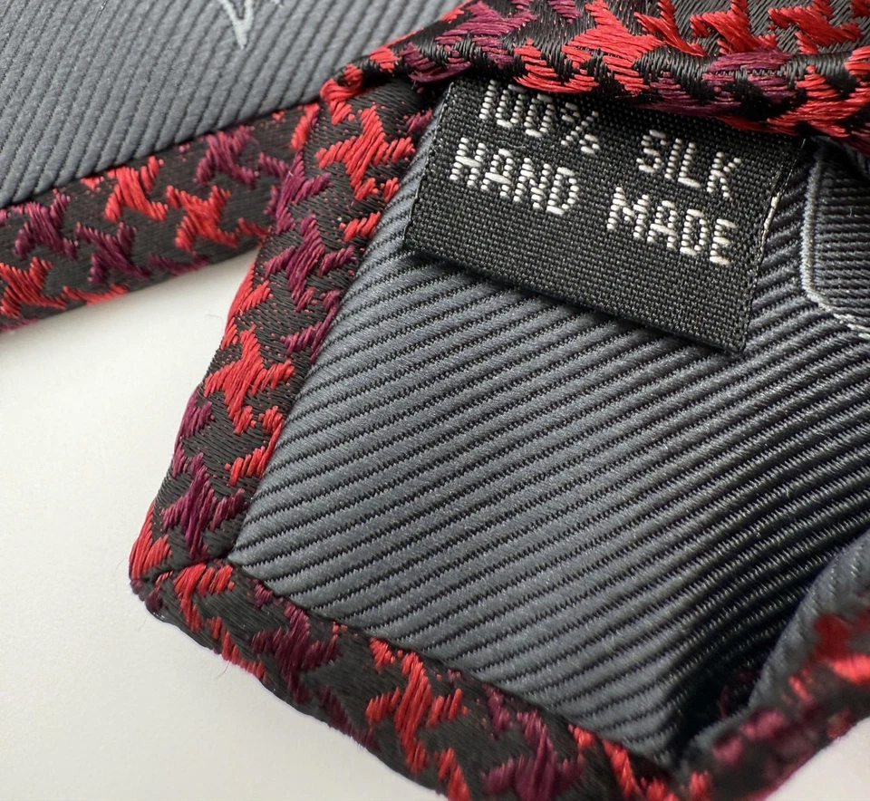 Corbata de seda moderna de lujo para hombre clásica pata de gallo hecha a mano corbata formal Foto 4 de 4