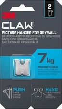3M CLAW Picture Hooks for Hanging Paintings on Plaster Walls, 2 Hooks - Maximum
