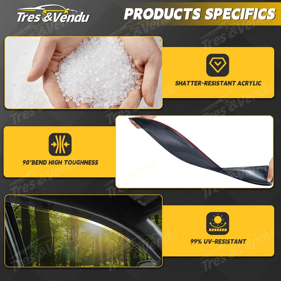 Wind Deflectors for Audi A6 C7 2011-2018 4 Door Saloon 4pcs Tinted 8Clips UK - Image 2 of 4