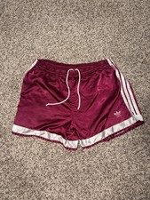 Vintage Adidas Spezial Shorts SILKY RETRO Maroon Size Large Nylon