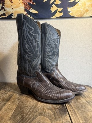 Vintage Justin Chocolate Iguana Teju Lizard Cowboy Boots US  display picture 3