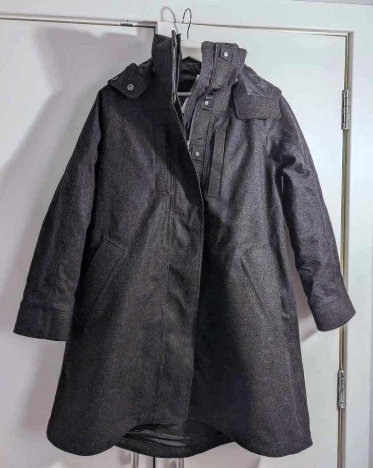 NUEVO $548 Lululemon Roam Far Lana 3 en 1 Chaqueta Parka Abrigo Jaspeado Negro Talla 4 Foto 3 de 4