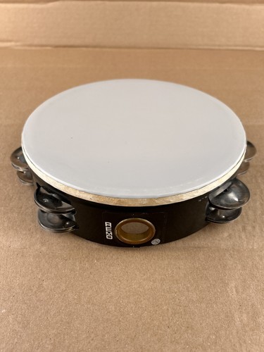 Vintage Remo Economy Tambourine 8" Double Row Black White Drum Head - Picture 4 of 8
