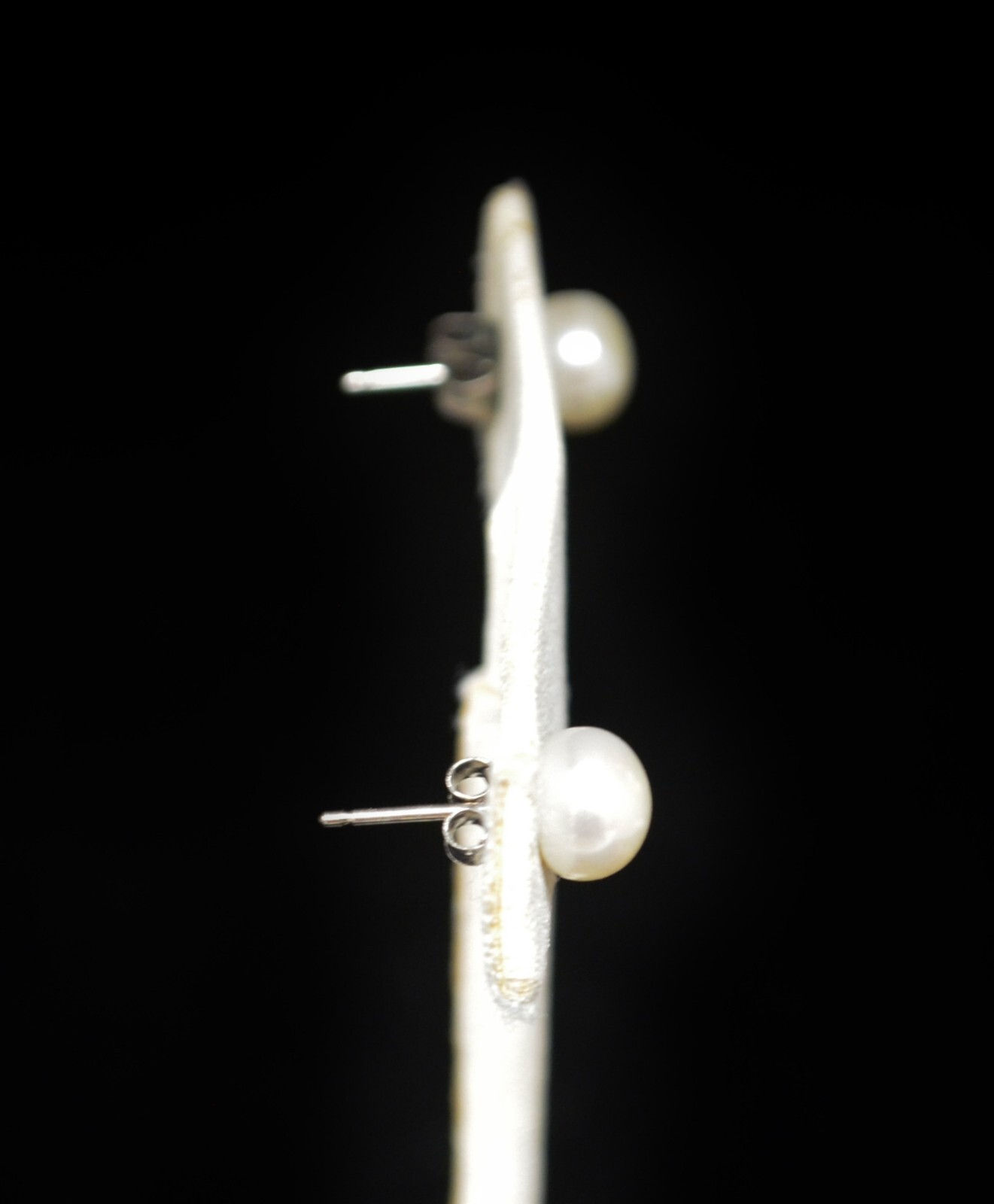 Sterling Silver Simple White Orb Stud Earrings #F… - image 2