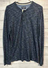 Abercrombie & Fitch Shirt Mens Small Blue Henley Long Sleeve Buttons Cotton