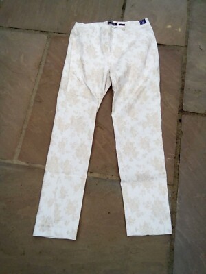 Robell Rose Jeans Metallic Gold/White Super Slim Fit -Size 12 BNWOT