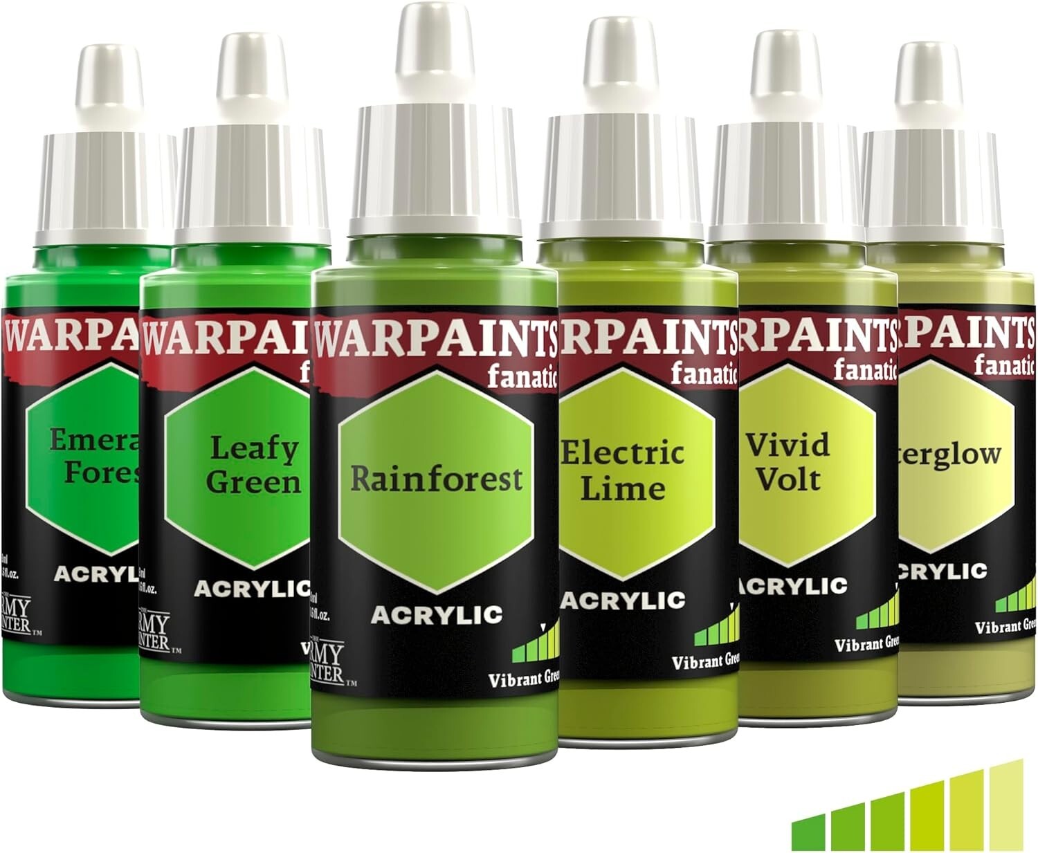 Армейский художник рисует боевую раскраску Fanatic Flexible Triad - Набор ярких зеленых красок из 6 штук.