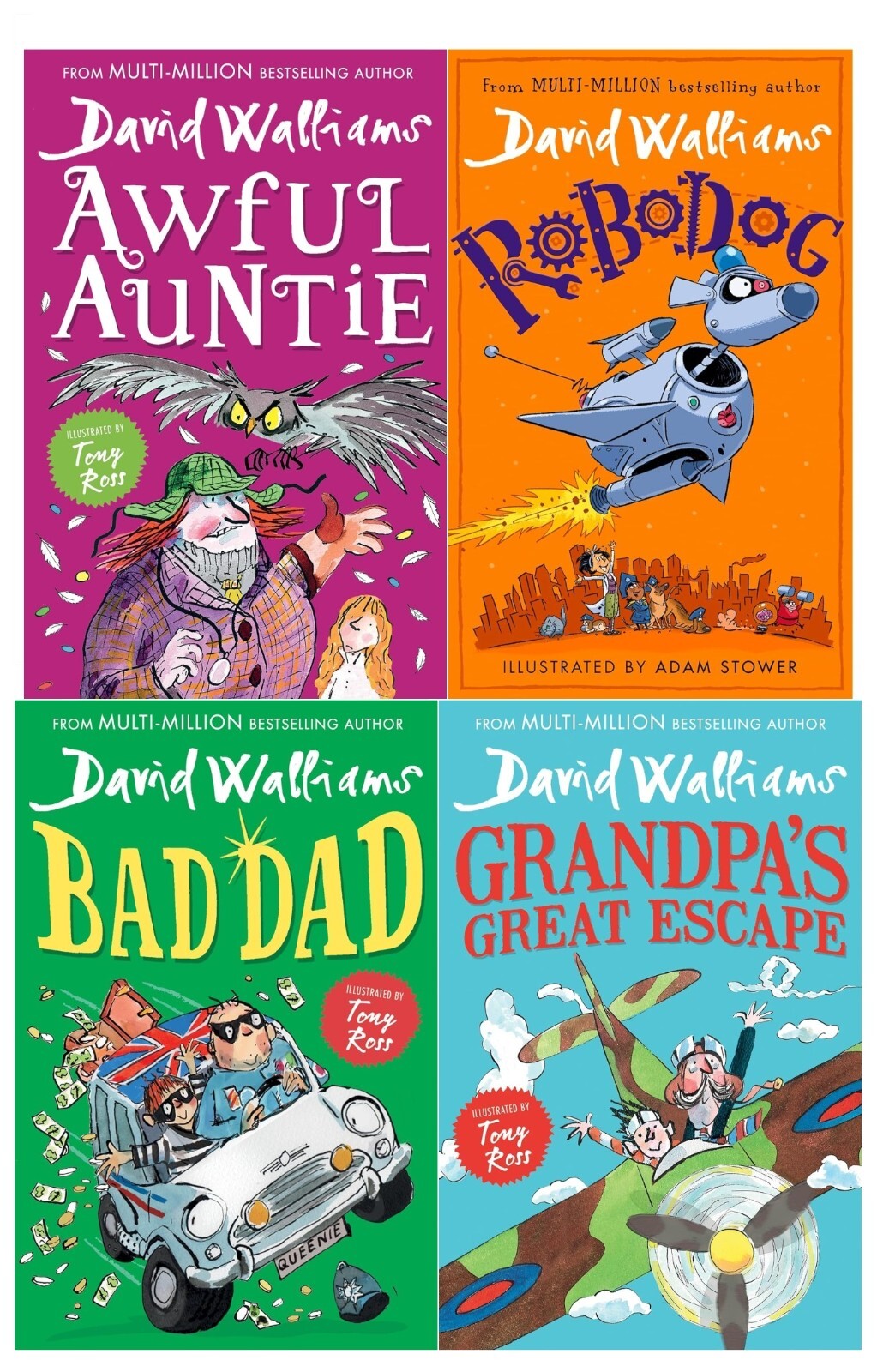 David Walliams Unisex 4 Books Collection Set Awful Auntie, Grandpa’s Great Escape, Bad Dad, Robodog - Image 6