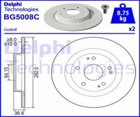 Delphi 2X Bremsscheibe Hinten Ø282 Mm FüR Honda Civic X SchräGheck Fc_ FK 1.5