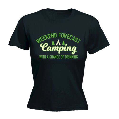 Camping With A Chance Of Drinking WOMENS T-SHIRT Joke Top Funny birthday gift - Picture 1 of 7
