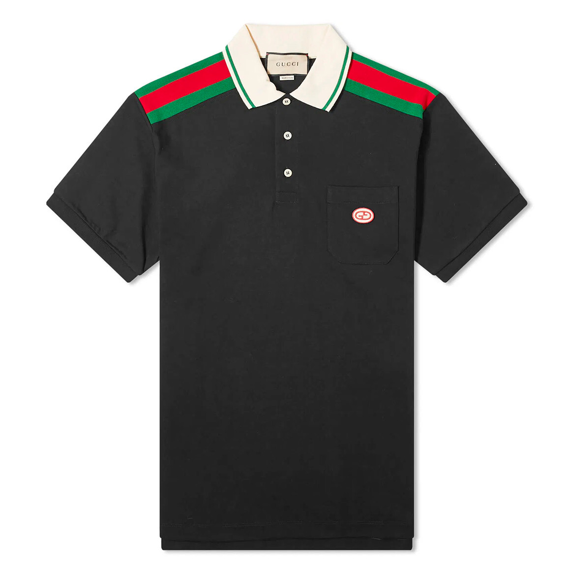 GUCCI Retro Embroidered Patch Men's Polo Shirt Short Sleeve Size