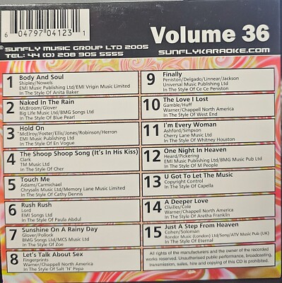SF036               SUNFLY KARAOKE CDG VERY RARE, NOT SOLD IN THE USA  LOT UK