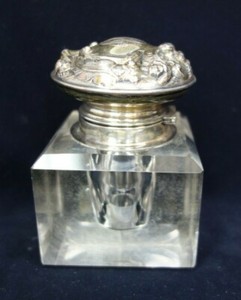 Crystal Inkwell With Sterling Top