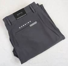 Dunning Golf Player Fit Pants Mens 34/30 Lead Gray Stretch Tech Chino NWT