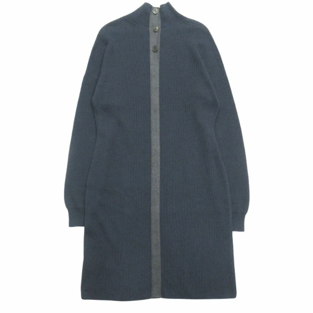 HERMÈS Abito lungo Hermes serie 20aw maglia bottoni misto cotone lana collo alto 40 usa