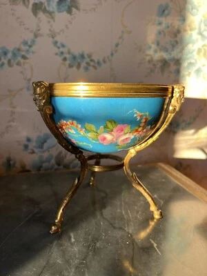 Bol Vide Poche Porcelaine De Sevres Sur monture Bronze XIXe Signé S.59 - Photo 1/4