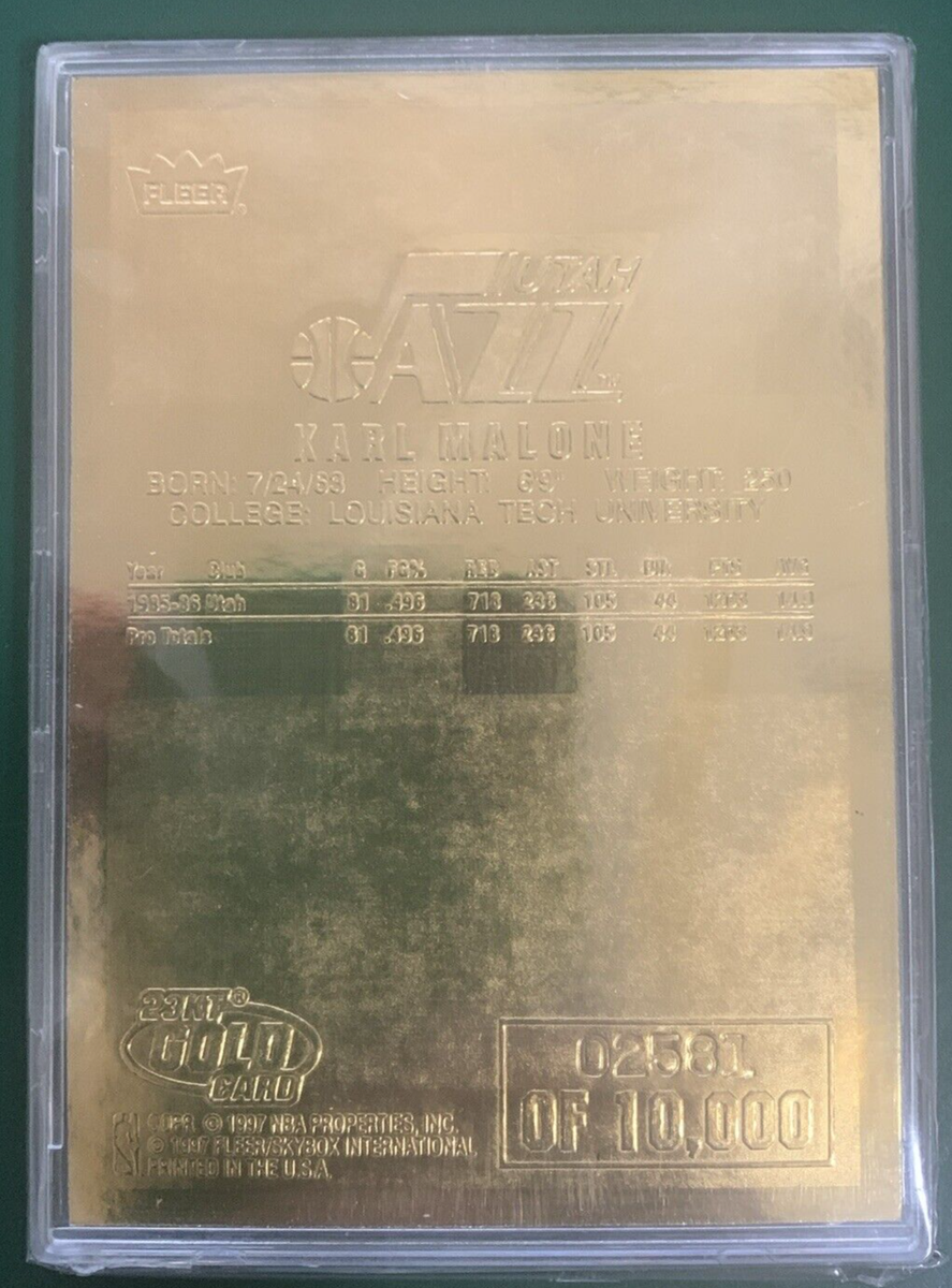 Karl Malone, 1997-98 Fleer 23KT Gold replica of 1986-87 Fleer RC