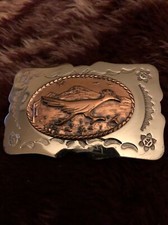 roadrunner brass and silver belt buckle