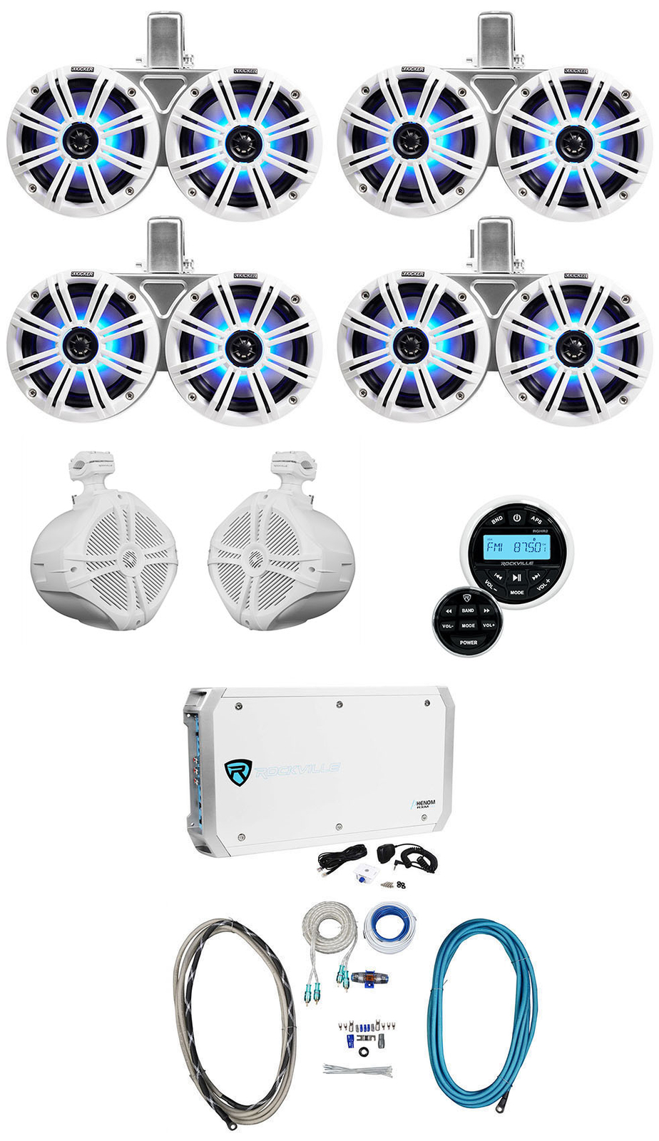 4 KICKER 45KMTDC65W Dual 65 2 8 динамиков для морского вейкборда Ресивер Усилитель Комплект 280490₽