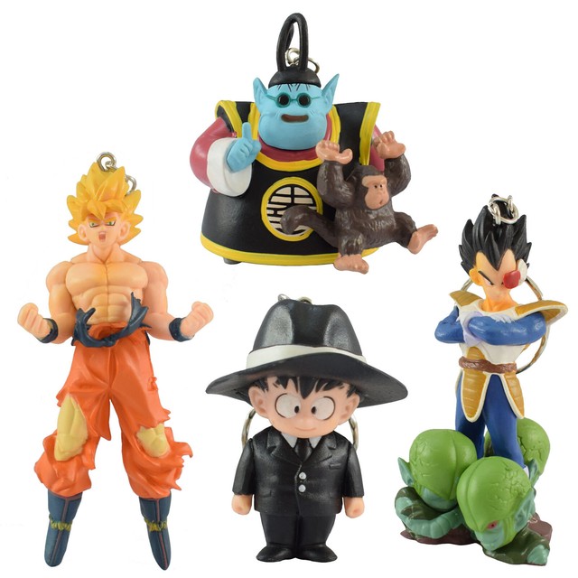 4pcs Keychain Dragon Ball Z Figures Gokou Vegeta Saibaman Kai King