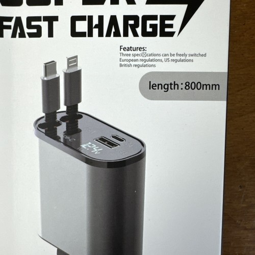 Super Fast Charge Retractable Car Charger 4 in 1 Fast Car Phone Charger 120W - Picture 2 of 5
