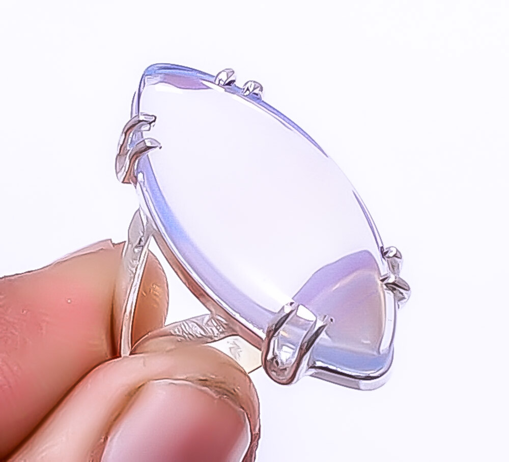 Milky Opal Gemstone 925 Sterling Silver Solitaire Ring s.9 R7919-53