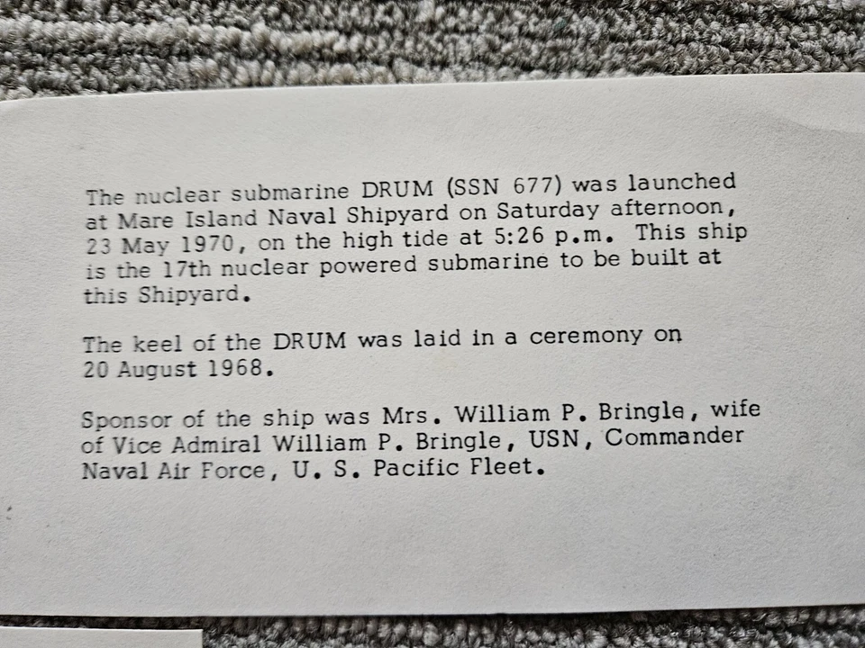 Launching DRUM SSN677 1970 Cover Sent To U.S. House Of Representatives - Image 4 of 4