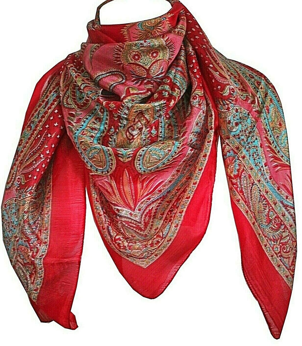 Unisex Indian Handmade Silk Square Scarves, Foulard, Head