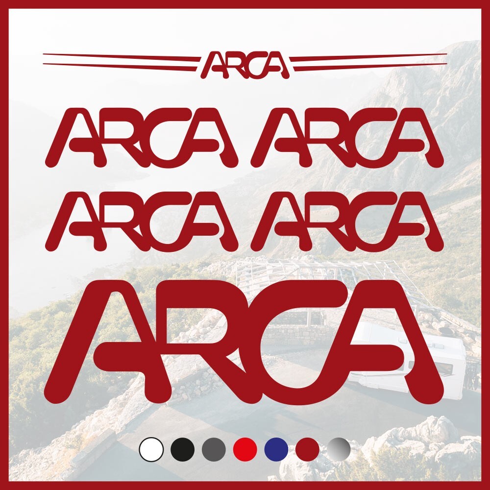 Set di 6 adesivi loghi Arca per camper e caravan
