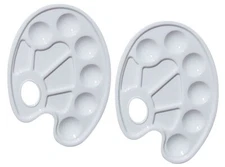 2 Pack Artist Plastic Palette for Oil, Acrylic, Watercolor Paints, 10 Sections