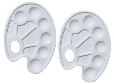 2 Pack Artist Plastic Palette for Oil, Acrylic, Watercolor Paints, 10 Sections