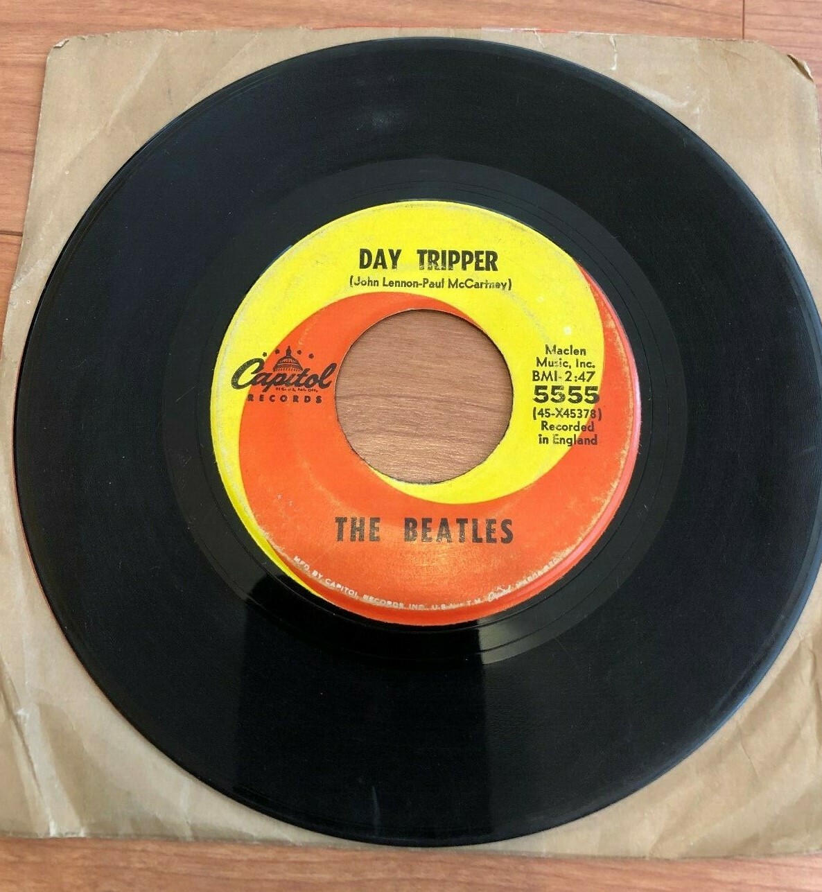 The Beatles We Can Work It Out Vinyl Record 45 BMI DAY TRIPPER Lennon ...