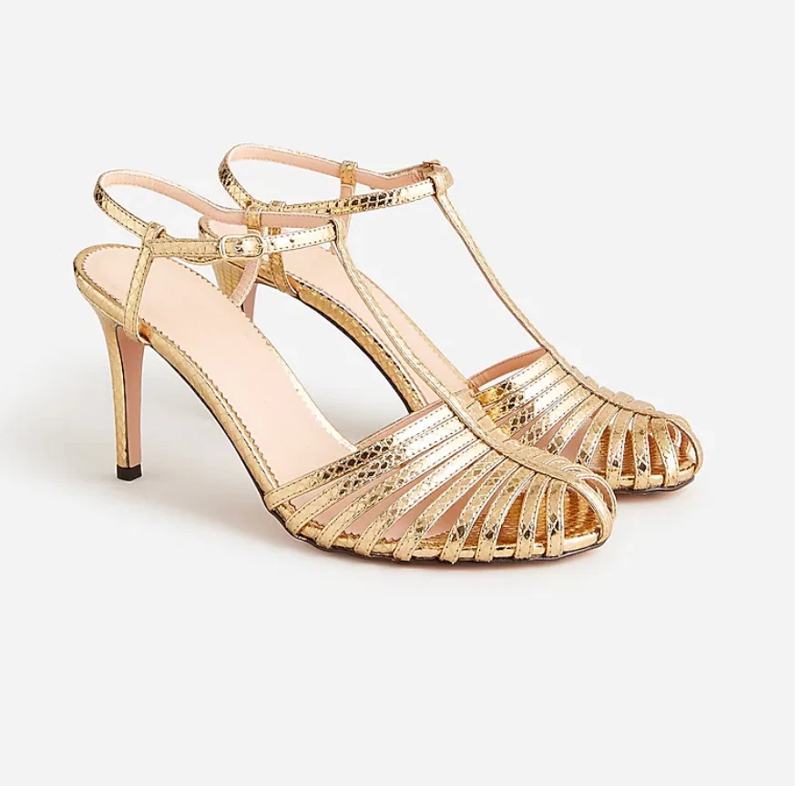 J.Crew 298 Collection Rylie Caged Toe Heels Metallic Gold Size 8