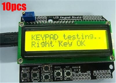 10Pcs For Arduino 1602 Lcd Board Keypad Shield Yellow Backlight Expansion Boa fc