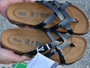 NEW Betula By Birkenstock Sz 8 N /39 Vinja Soft Footbed Black Patent Cork Sandal | eBay