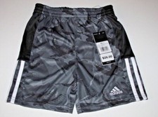 Adidas Little Boys 5 Black Gray Logo Shorts Short Pants Soccer 3 Stripe