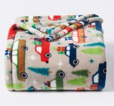 NEW HOLIDAY TRUCKS KIDS Throw Blanket Oversize Super Soft 60x72 GIFT