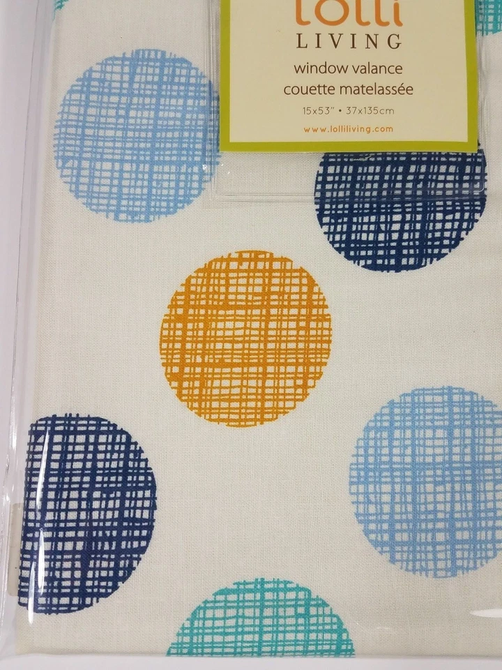 NIP Lolli Living baby bot blue orange polka dot boys window valance curtain Foto 3 de 4